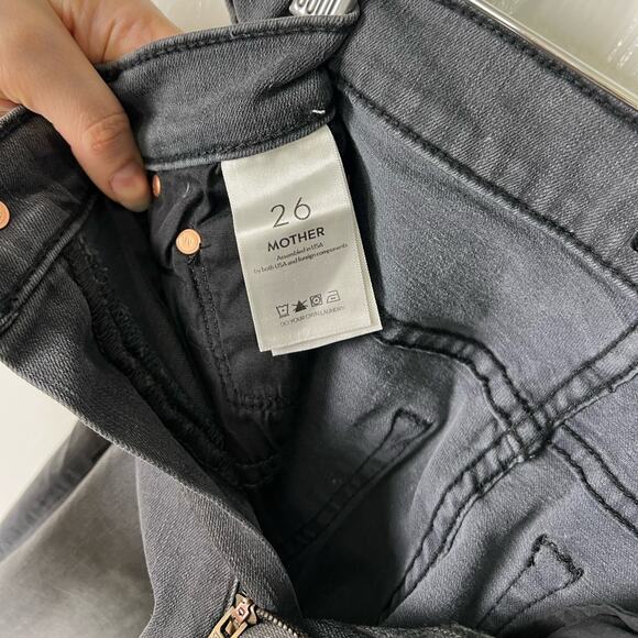 Mother Cotton The Insider Crop Step Fray Jeans Dancing in The Moonlight Gray 26 - Picture 10 of 11